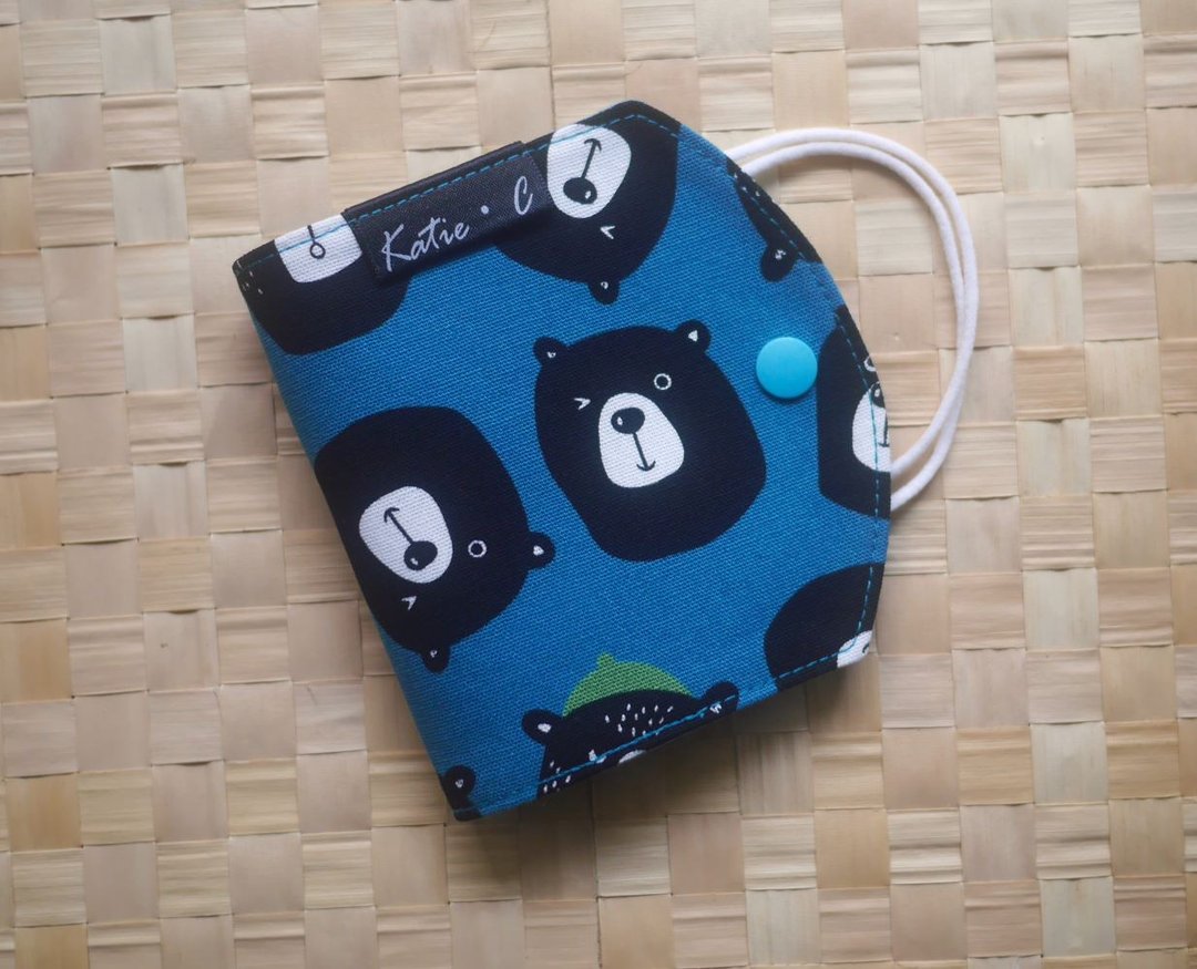 口罩暂存套/口罩收纳套=台湾布料=大熊先生=蓝绿(3色) - 口罩 - 棉 