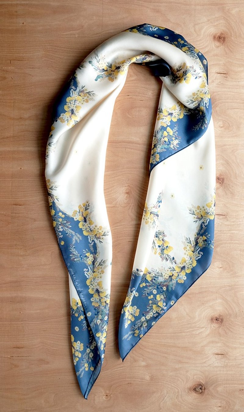 SCARF : Yellow Flowers - 丝巾 - 聚酯纤维 黄色