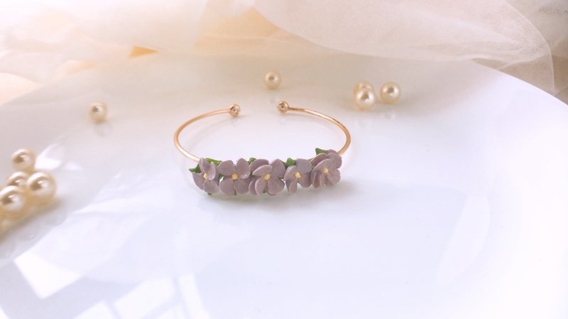 花言花语* 手工黏土单花瓣小花萍果花开口手镯/手环 - 手链/手环 - 粘土 