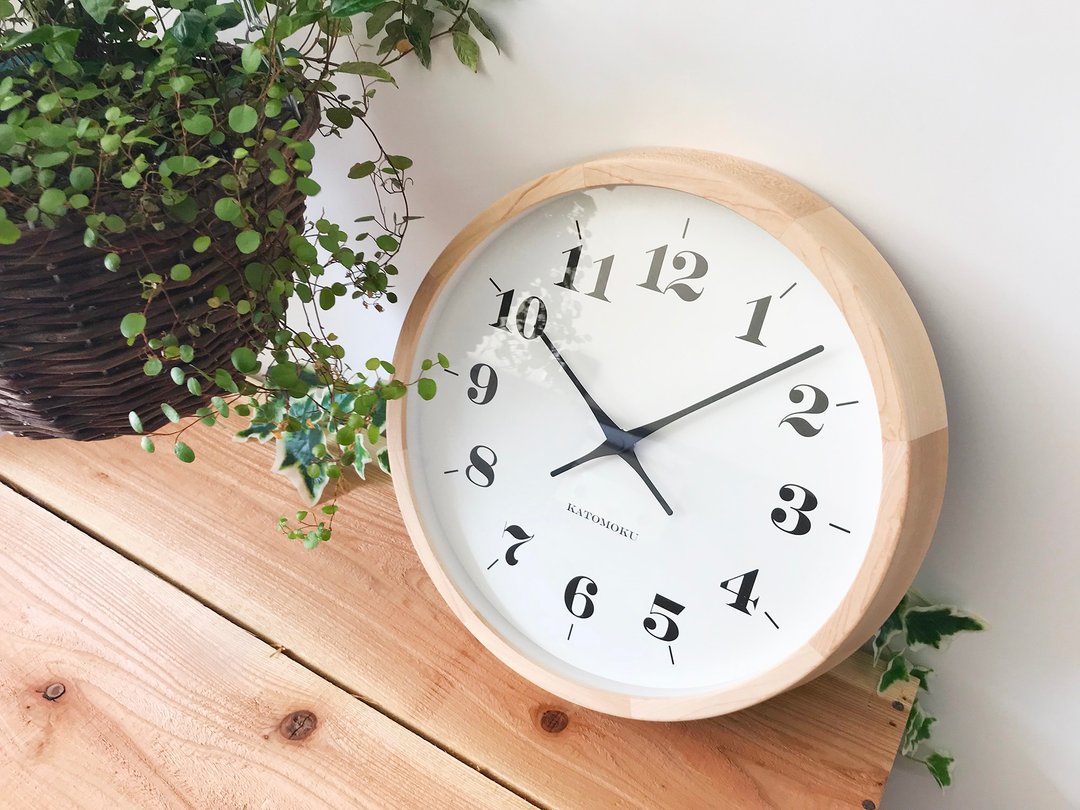 KATOMOKU muku clock 12 硬枫木 (km-98HM) 挂钟 日本制造 - 时钟/闹钟 - 木头 卡其色