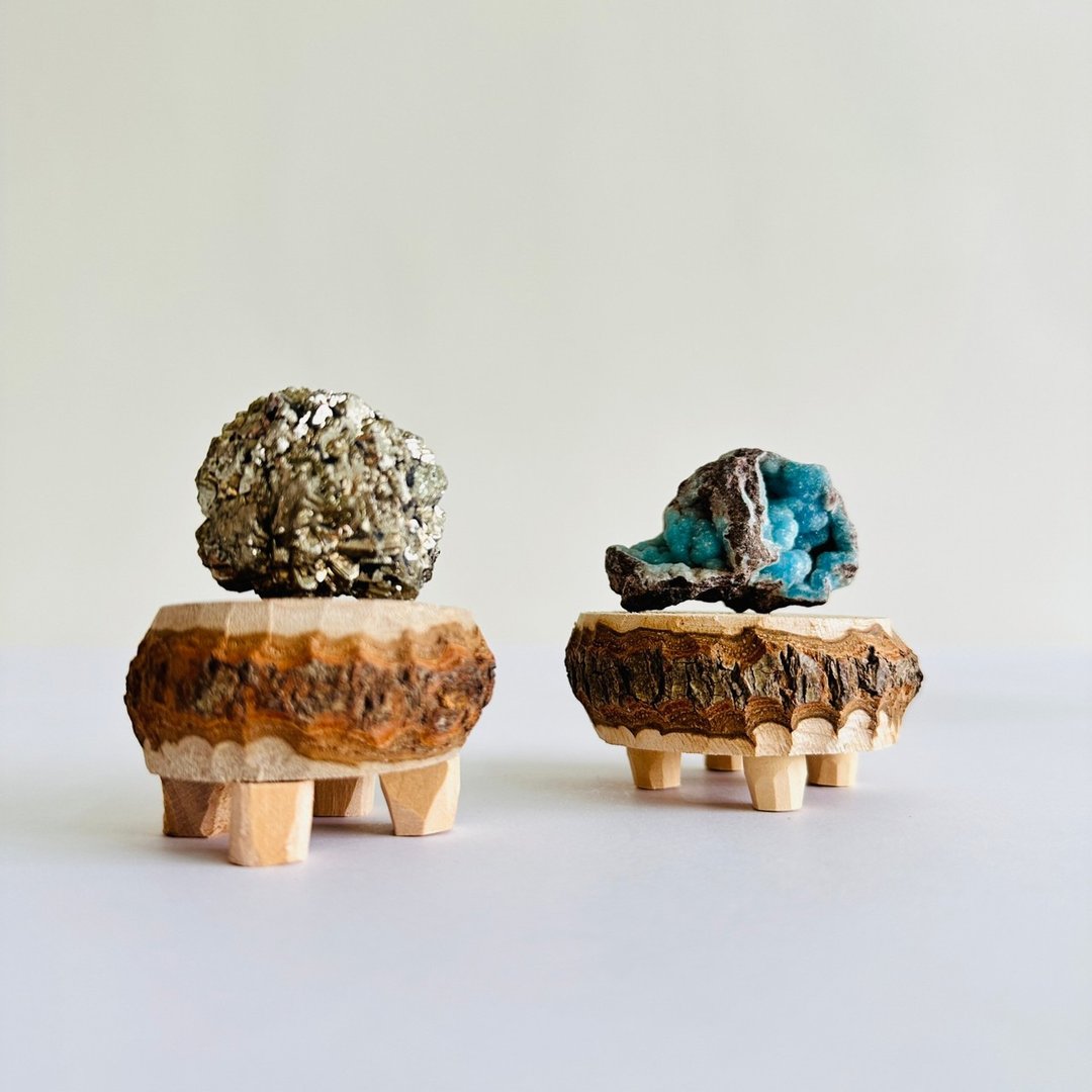 手工制木头小桌子 小豆盆花架 园艺桌面微景观 原木雕刻 作品展示 - 植栽/盆栽 - 木头 咖啡色