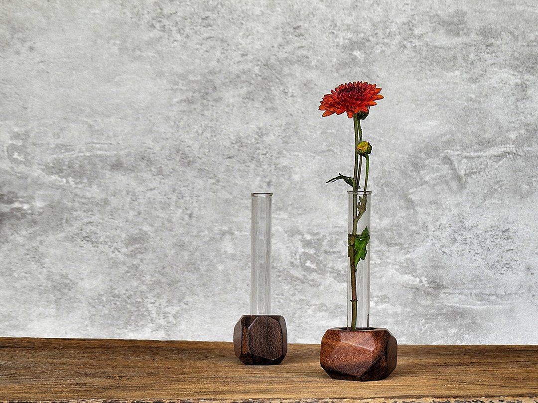 HO MOOD 几何系列—原木花器 - 花瓶/陶器 - 木头 咖啡色