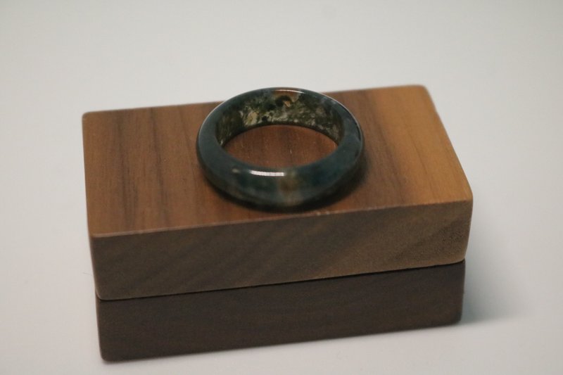 水草玛瑙戒指天然石素圈指环尺寸可定制 - 戒指 - 半宝石 