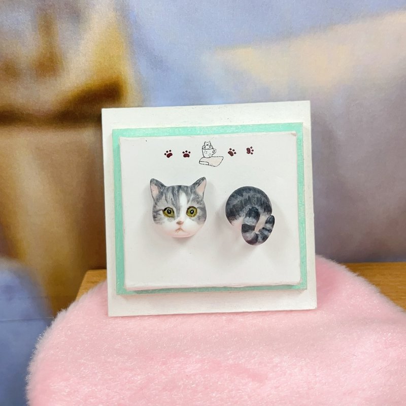 定制订单 - 全手制 猫猫耳环 - 耳环/耳夹 - 粘土 多色