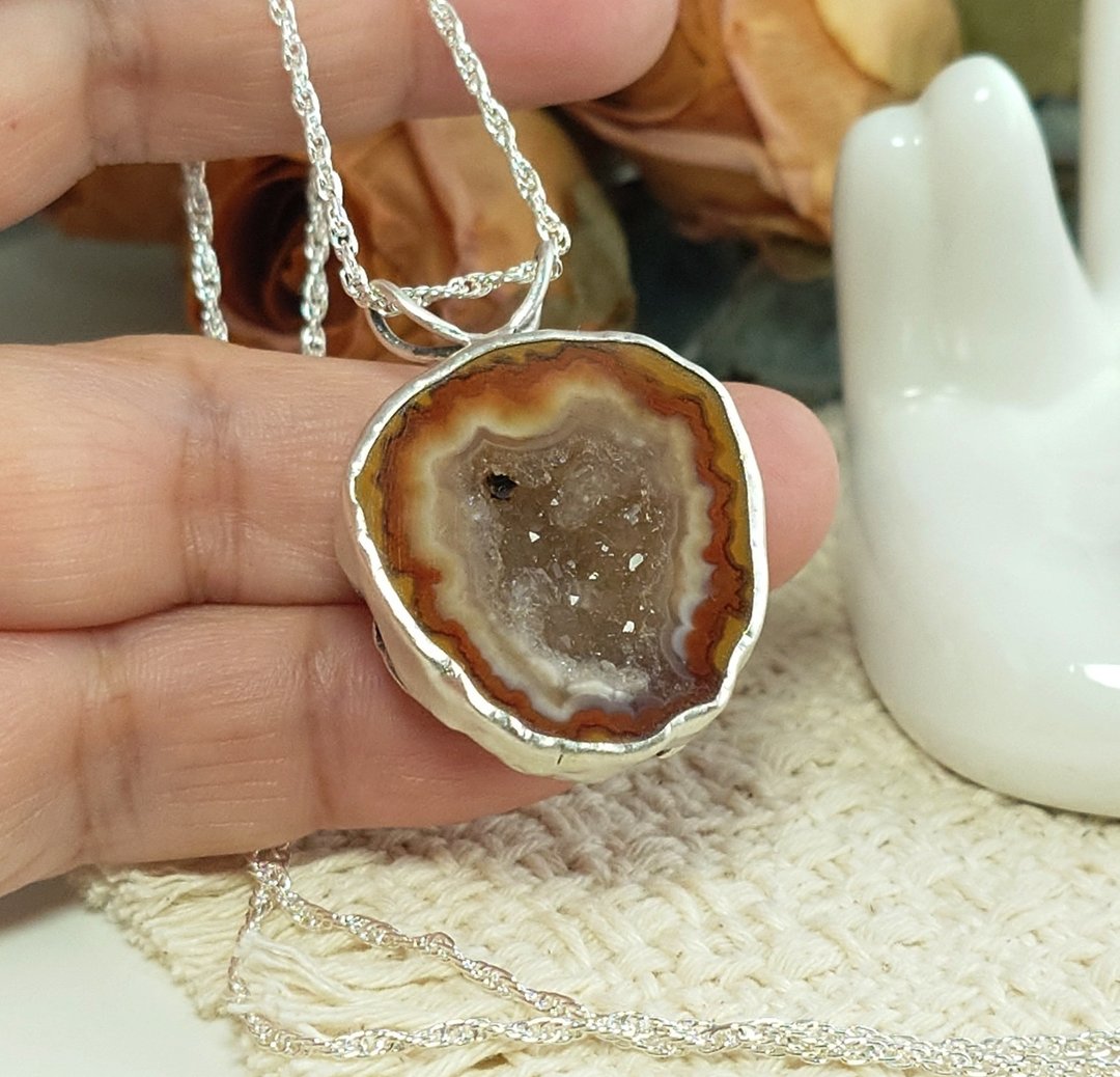 项链 天然 水晶洞 水晶簇 聚宝盆 雷公蛋 玛瑙 迷你晶洞 925 银饰 - 项链 - 水晶 