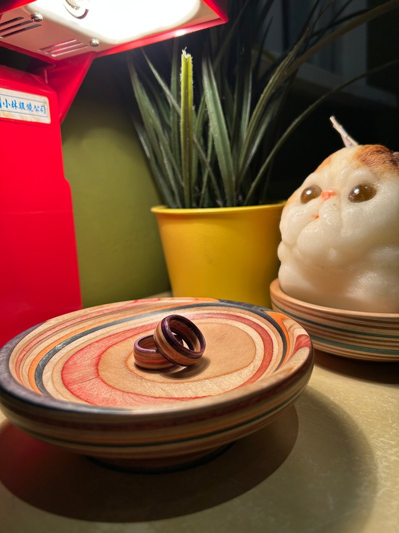 【GM_woodwork】手工木作戒指/拼接戒指/情侣戒 - 戒指 - 木头 紫色