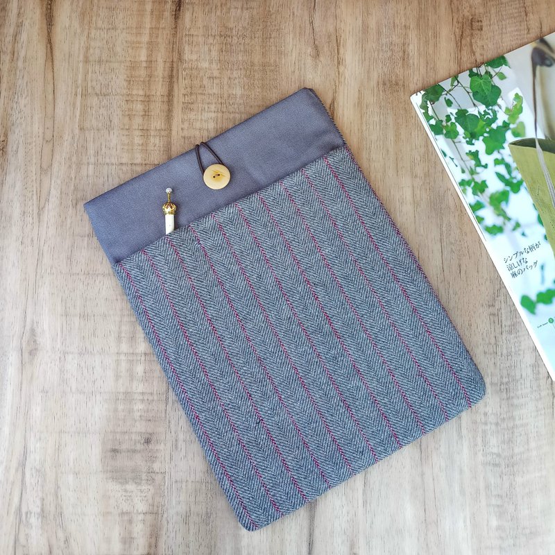 定制化电脑保护套 笔电包 电脑包 平板套 -  行政条子 (MB-004) - 电脑包 - 棉．麻 灰色