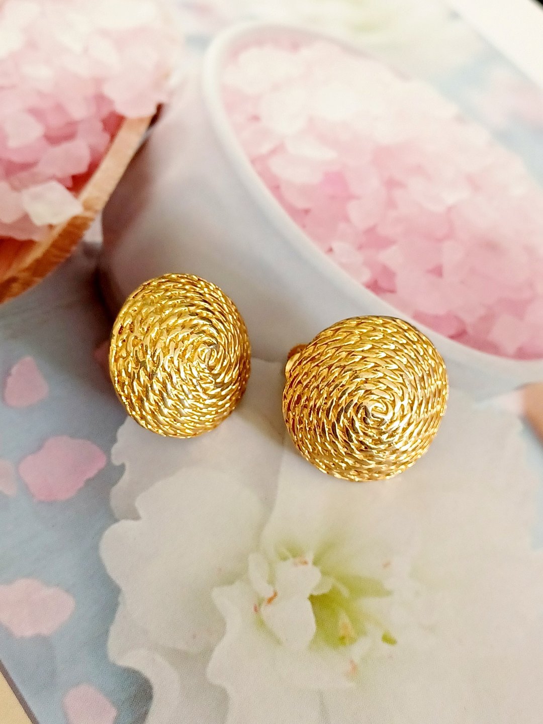 vintage jewelry  古典金属藤编纹夹式耳环 - 耳环/耳夹 - 其他金属 