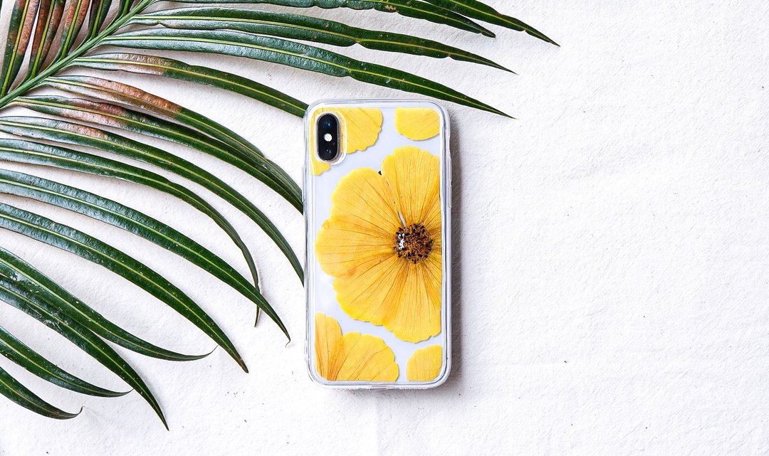 黃色的明亮活力 壓花手機殼 Pressed Flower Phone Cover - 手机壳/手机套 - 植物．花 黄色