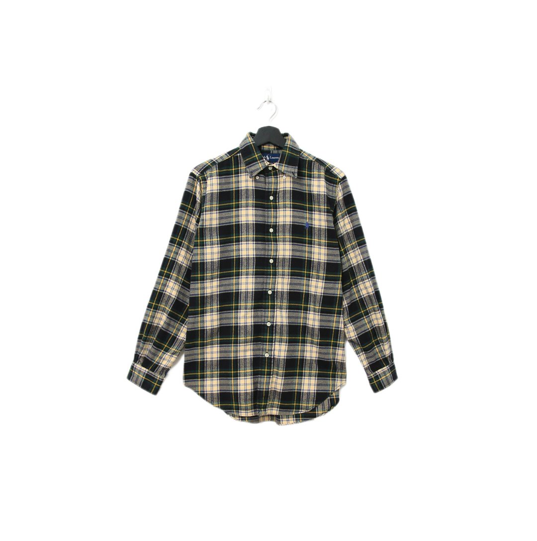 Back to Green-品牌衬衫 Polo黑白格线交织LP-32//vintage shirt - 男装衬衫 - 棉 