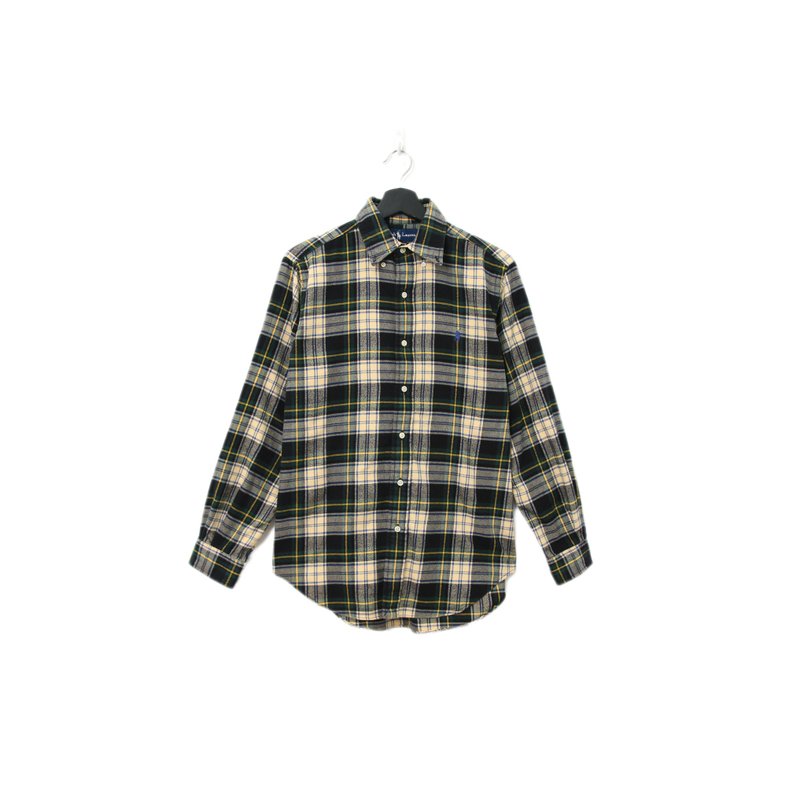 Back to Green-品牌衬衫 Polo黑白格线交织LP-32//vintage shirt - 男装衬衫 - 棉．麻 