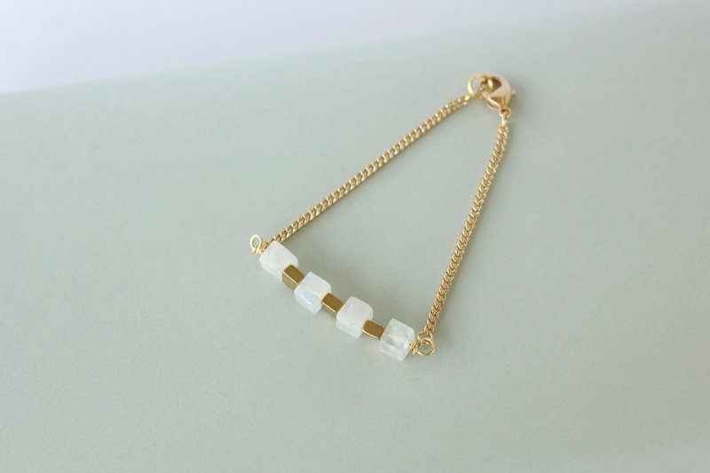 月亮石正方体黄铜手链 - 手链/手环 - 宝石 蓝色