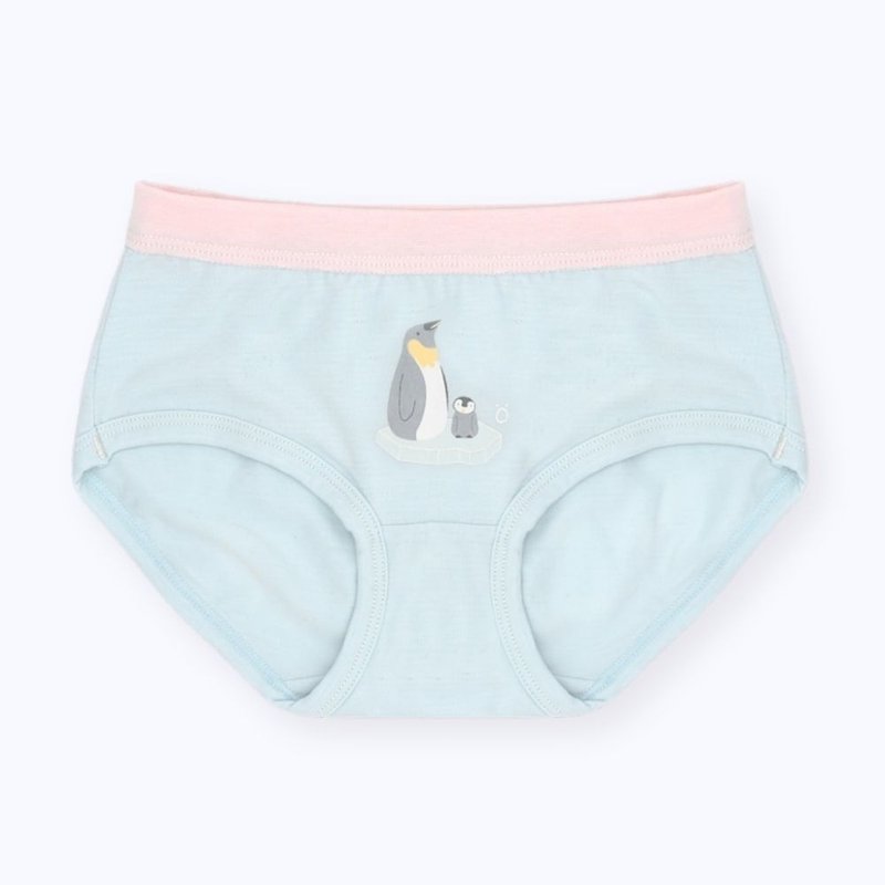 女童三角内裤-碎冰上的企鹅 - 童装上衣 - 棉．麻 蓝色