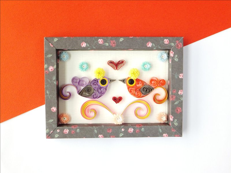 手作卷纸装饰相框-爱情鸟摆饰 - 摆饰 - 纸 黑色