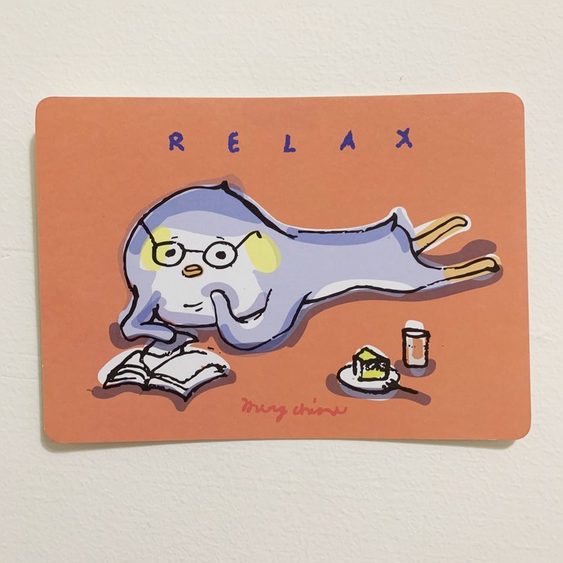 企鹅居家明信片-阅读鹅 - 卡片/明信片 - 纸 橘色