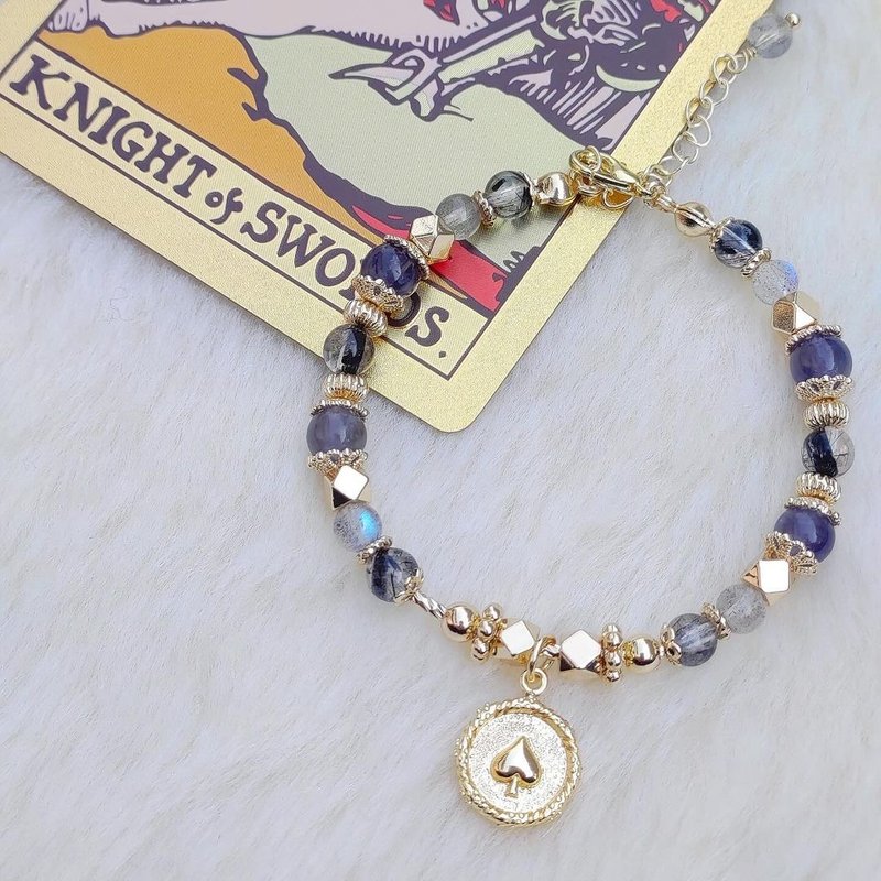 扑克牌士兵黑桃 - 手链/手环 - 水晶 金色