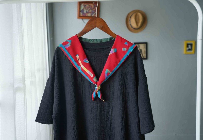 手作-米罗超现实画作-红-水手领巾 - 领结/领巾 - 聚酯纤维 红色