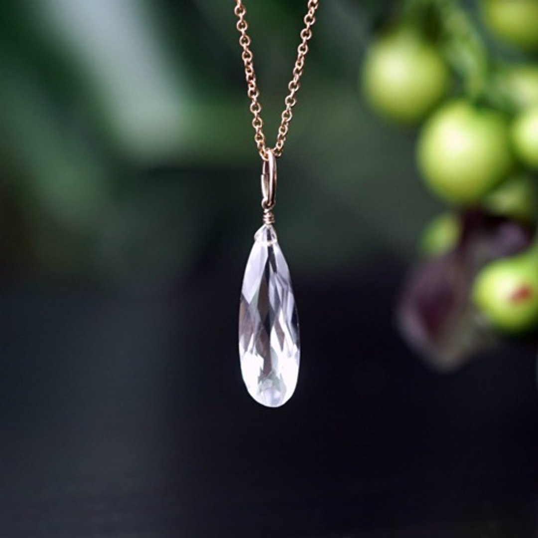 Crystal long faceted 50 cm necklace Ilsa - 项链 - 宝石 透明