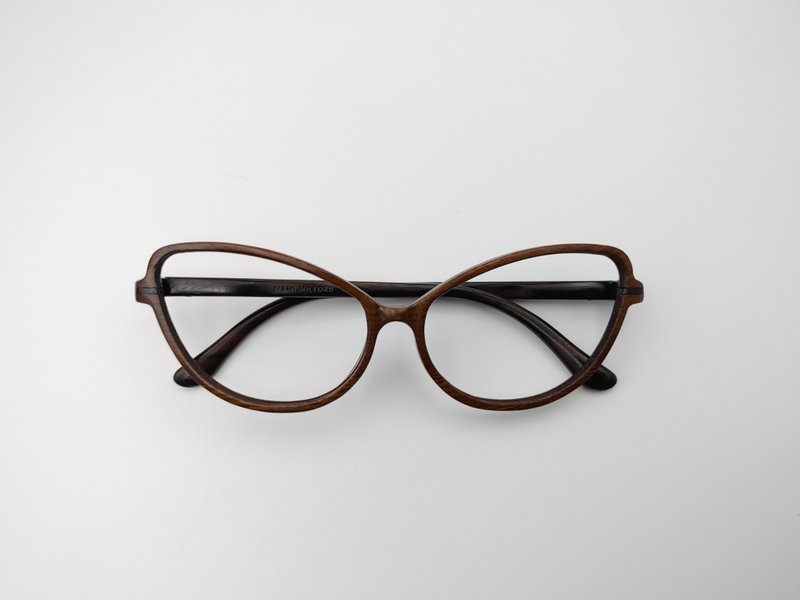 精致手工木制眼镜 原木眼镜 台湾手工制造/赠送桧木手机平板架 - 眼镜/眼镜框 - 木头 咖啡色