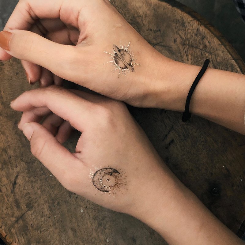 银河宇宙-2入纹身贴纸 原创手绘设计 - 纹身贴 - 纸 金色