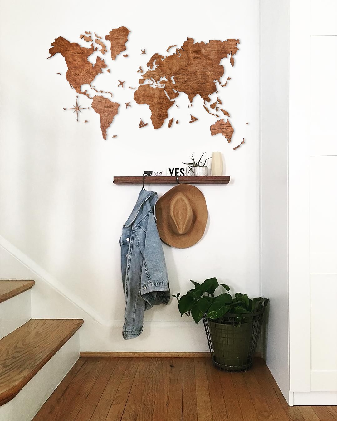 Wall World Map Big Wood Wall Art Map Living Room Office New Home Wall - 墙贴/壁贴 - 木头 