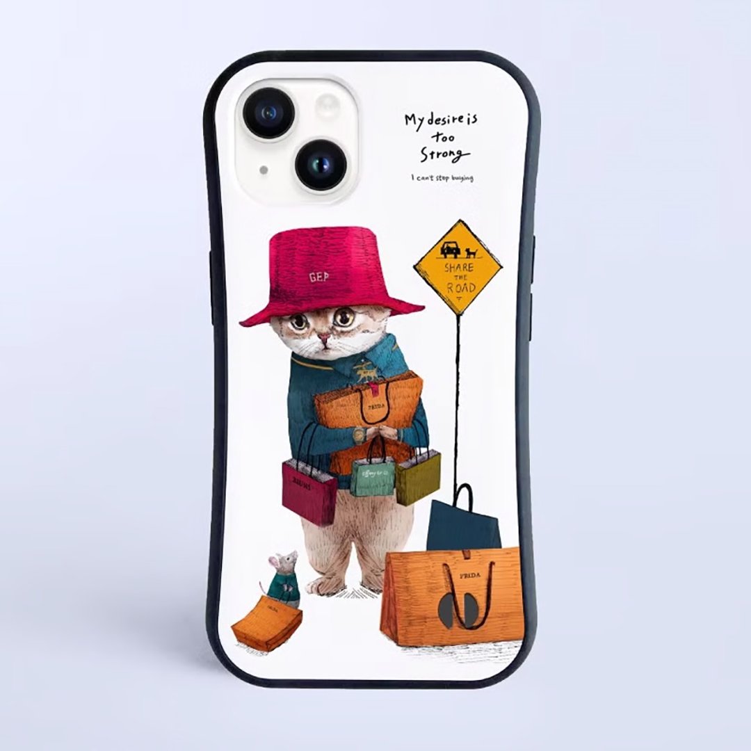 物欲猫咪 / 防撞握感 iPhone 保护壳 - 手机壳/手机套 - 塑料 白色