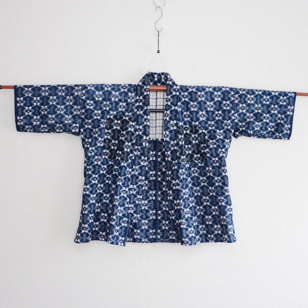 农民工作服旧衣服蓝染绫棉和服旧布日本复古翻拍料 - 女装上衣 - 棉 蓝色