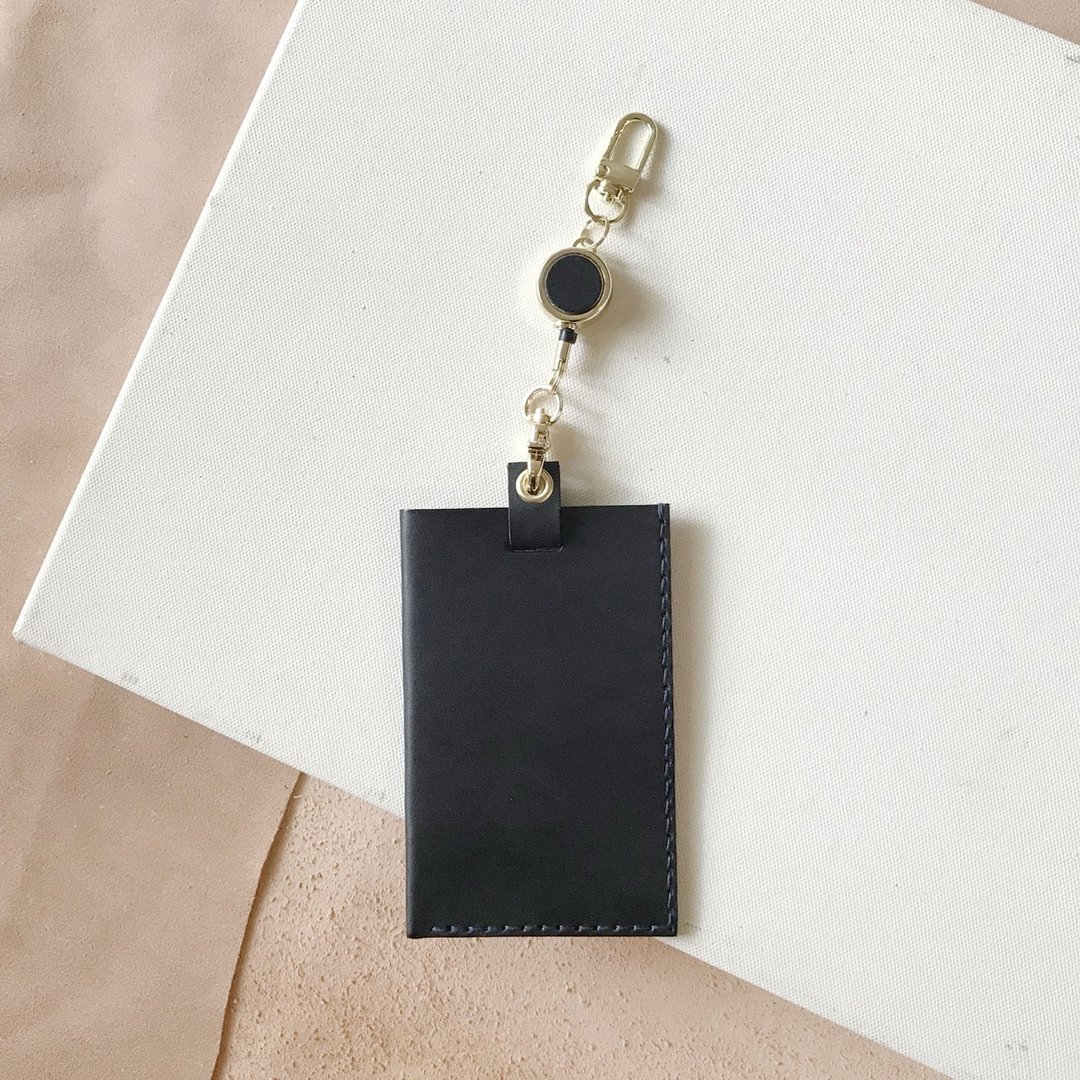 手工皮革_悠游卡套_伸缩绳30cm_黑 - 证件套/卡套 - 真皮 黑色
