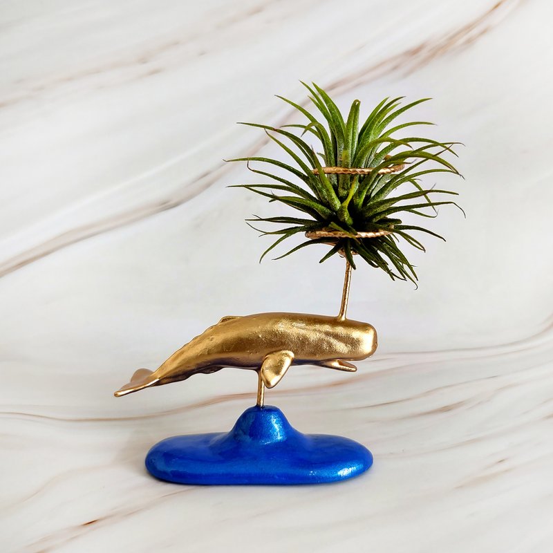 Air Plant Holder (Sperm Whale) for gift and decorate - 植栽/盆栽 - 树脂 金色