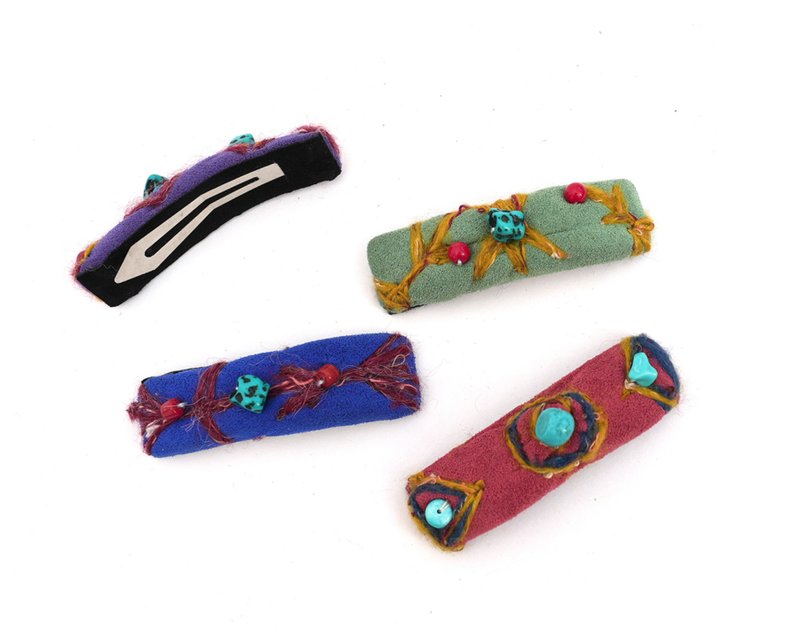 【森系】新中式复古藏风 刺绣发夹 - 发饰 - 其他材质 多色