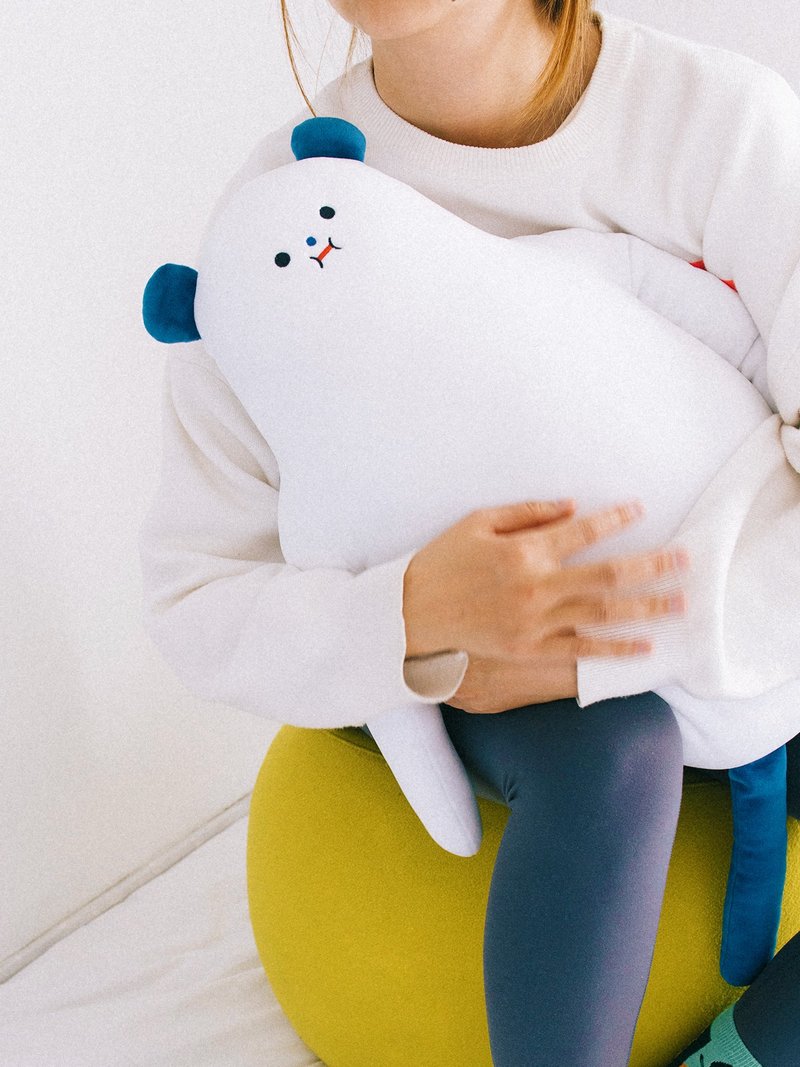 裝蒜三兄弟抱枕 乾飯熊二哥 可摳肚臍眼解壓(!) 靠枕 玩具 坐墊 - 枕头/抱枕 - 聚酯纤维 蓝色