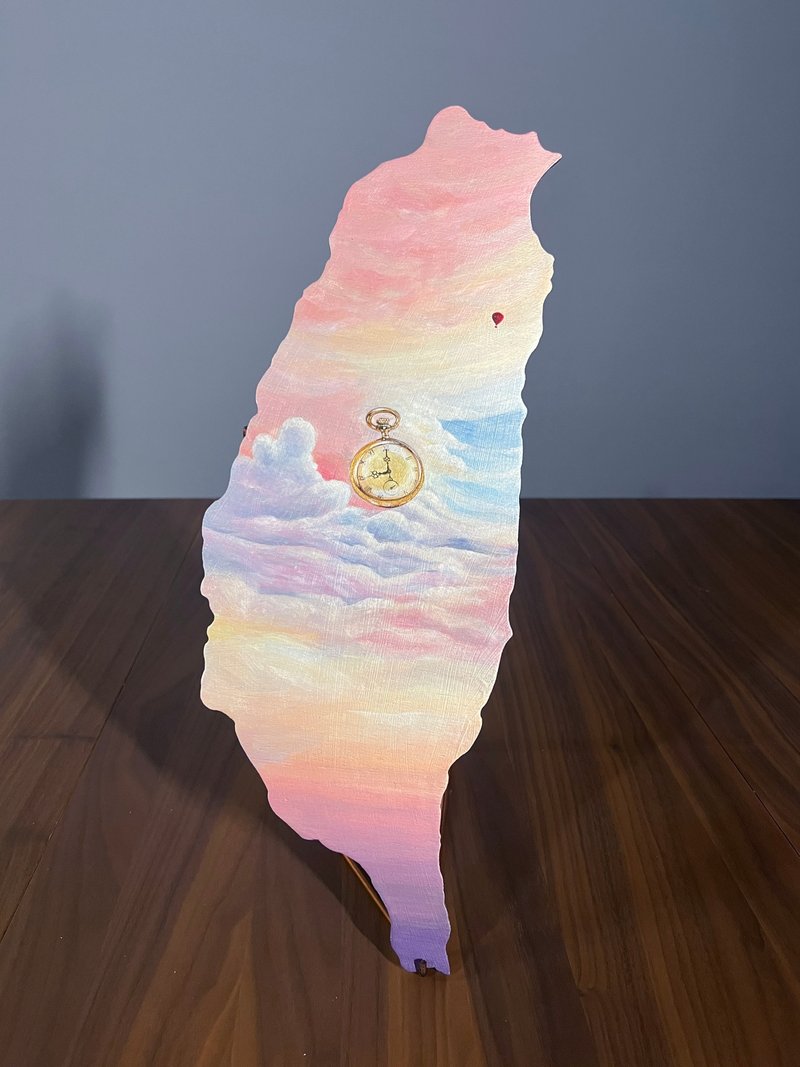 台湾小岛系列压克力绘画-你那边几点? - 摆饰 - 木头 蓝色