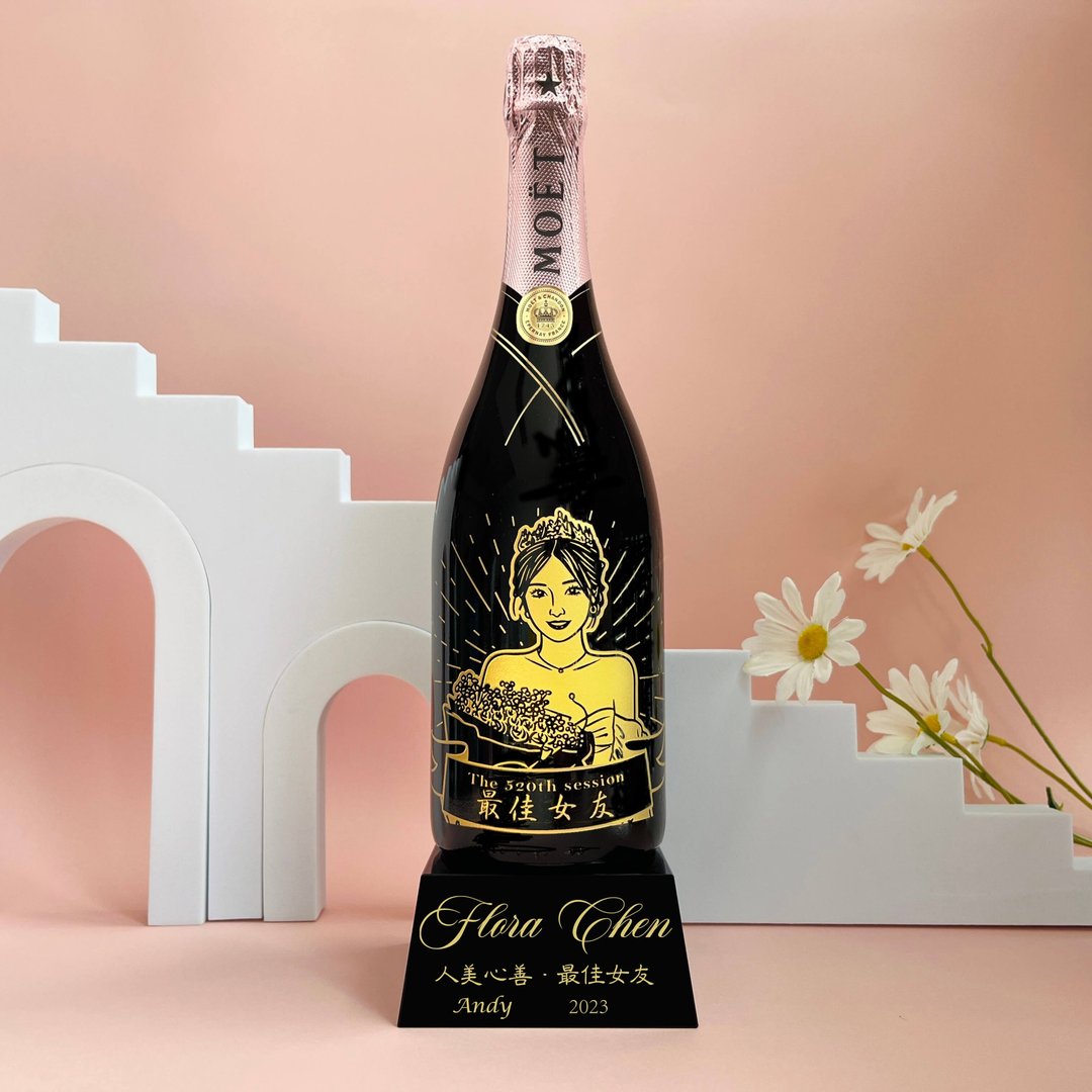 奖座订制|Moët香槟奖座礼物人像雕刻奖座 纪念礼物 女友礼物 - 酒类 - 玻璃 