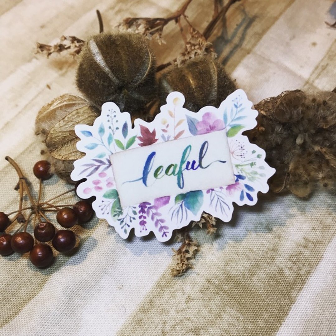 手写花体字彩叶贴纸－leaful - 贴纸 - 纸 多色