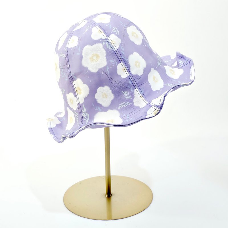 【HiGh MaLi】大百合花朵帽/浪漫紫白花#大帽沿#遮阳#礼物 - 帽子 - 棉．麻 紫色