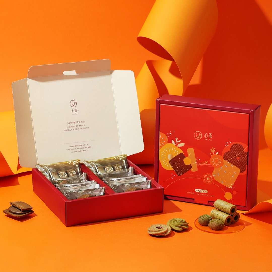 茶点礼盒 | 手工蛋卷 X 日式茶饼 12 入 (烫金礼盒，附提袋) - 手工饼干 - 新鲜食材 