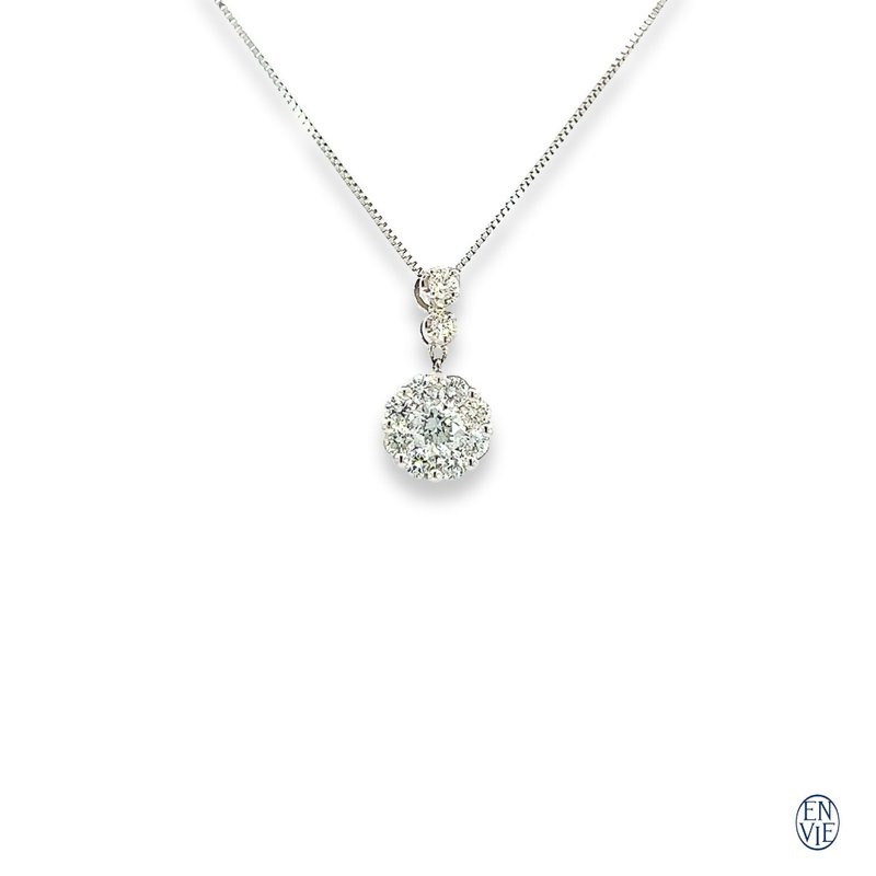 顶级18K白金 天然钻石造型坠链 18K WG Diamond Necklace - 项链 - 贵金属 