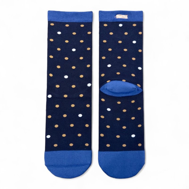 BestTag 小圆点袜 深蓝焦糖 22-28cm - 袜子 - 棉．麻 蓝色