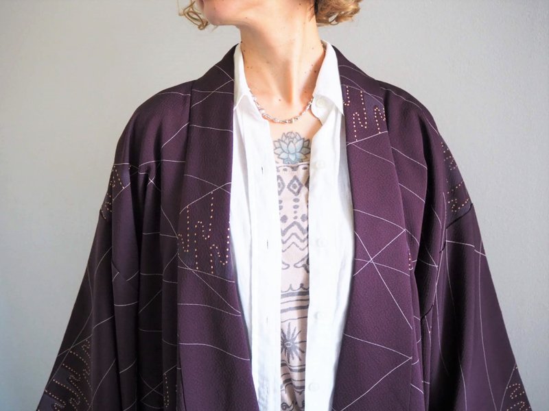 Purple Haori Silk 100 和服夹克、 Kimono Fashion Japan - 女装休闲/机能外套 - 丝．绢 