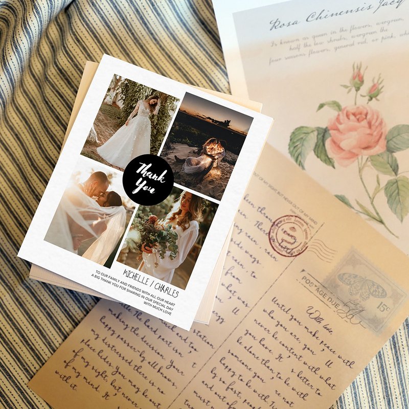 【定制】婚礼谢卡 结婚谢卡 订制 新人logo 专属文案 版型任搭 W5 - 卡片/明信片 - 纸 白色