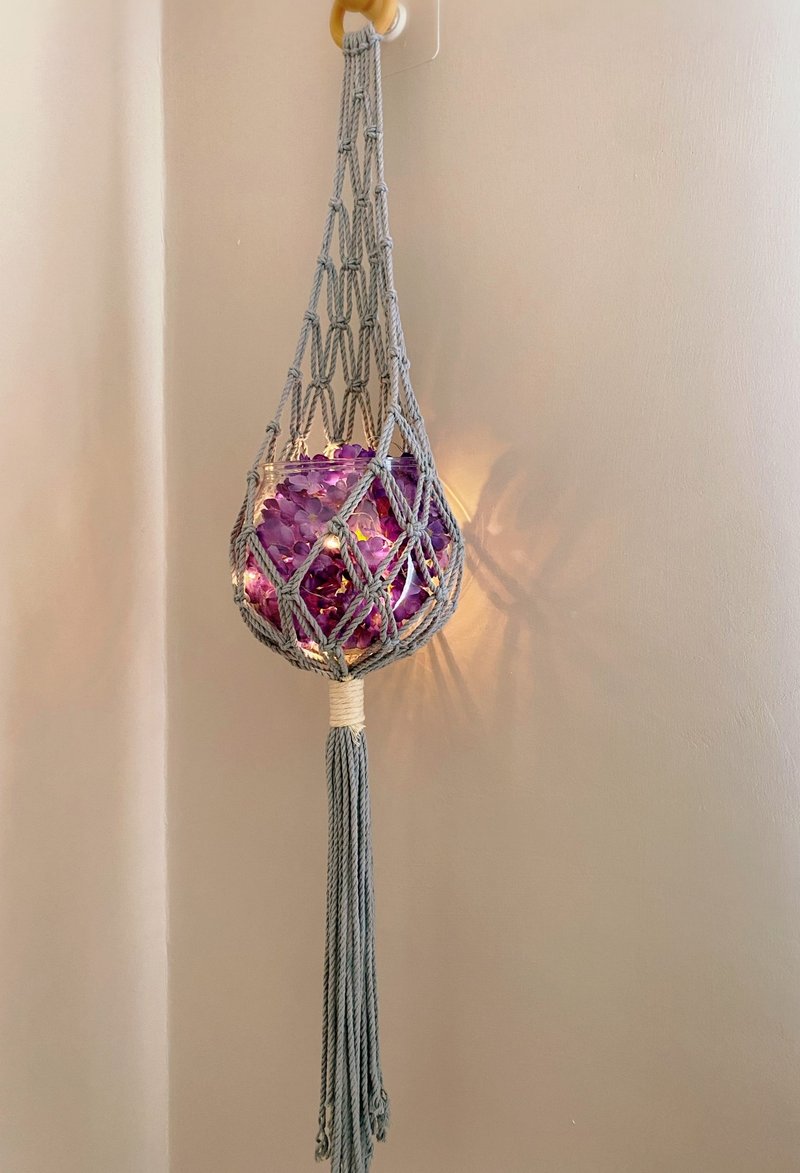 Macrame 编织花器 - 墙贴/壁贴 - 棉．麻 灰色