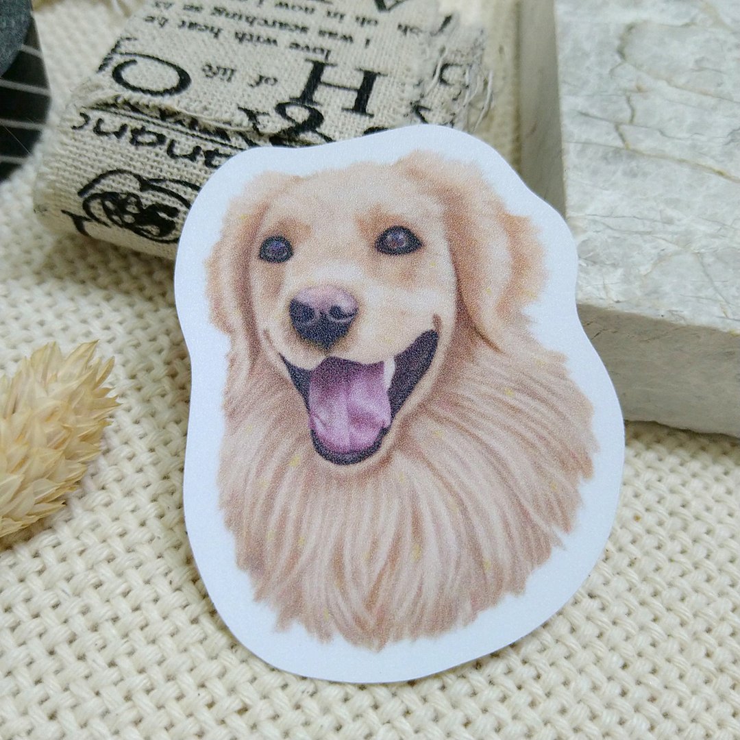 黄金猎犬-灿笑-防水车贴-防水贴纸-安全帽贴纸 - 贴纸 - 防水材质 