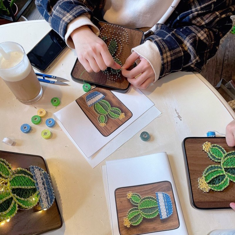 体验季【DIY材料包】清新绿植钉子画/手作礼品/生日礼物 - 编织/刺绣/羊毛毡/裁缝 - 绣线 