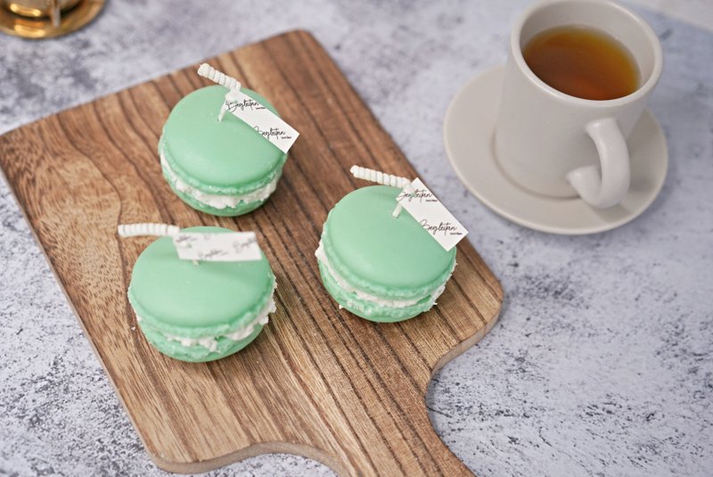 人手彩绘马卡龙香薰蜡烛 绿色 - 蜡烛/烛台 - 蜡 绿色