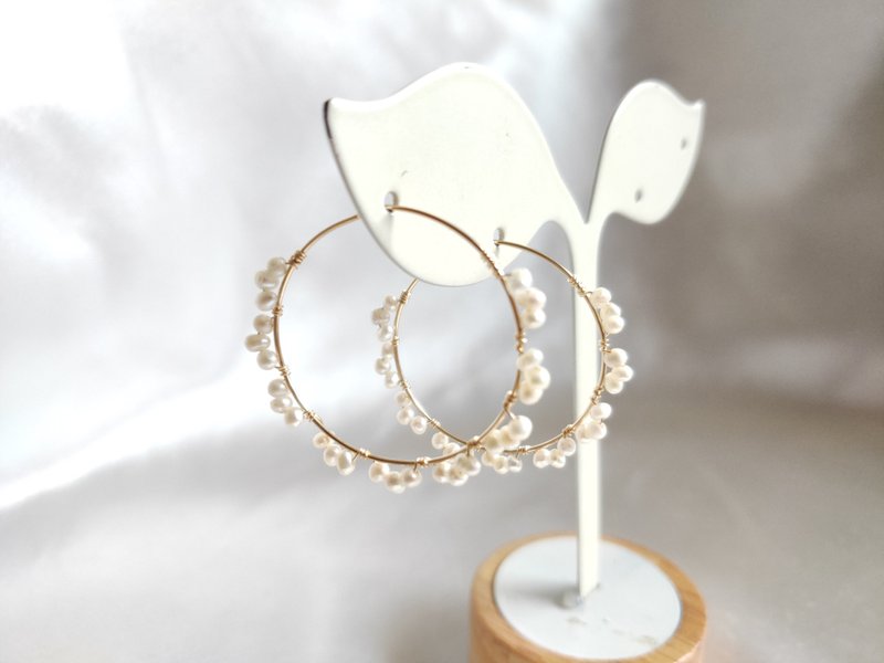 14kgf美国注金 天然珍珠耳环 | 手作定制 手链 项链 耳饰 饰品 - 耳环/耳夹 - 珍珠 