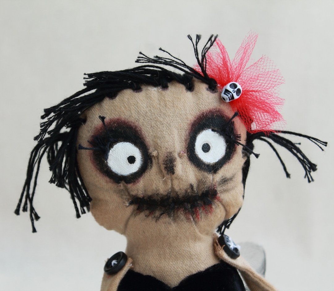 Halloween doll , Voodoo doll . Creepy Cute doll . Rag doll handmade . - 玩偶/公仔 - 棉 黑色