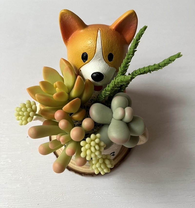 【仿真黏土多肉】柯基园丁多肉盆栽 - 植栽/盆栽 - 粘土 