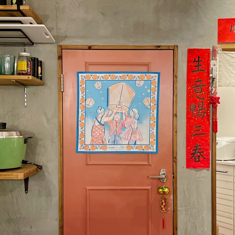 Pinkoi x Yuka Nishiizumi 限定 插画挂布 - 墙贴/壁贴 - 棉．麻 白色