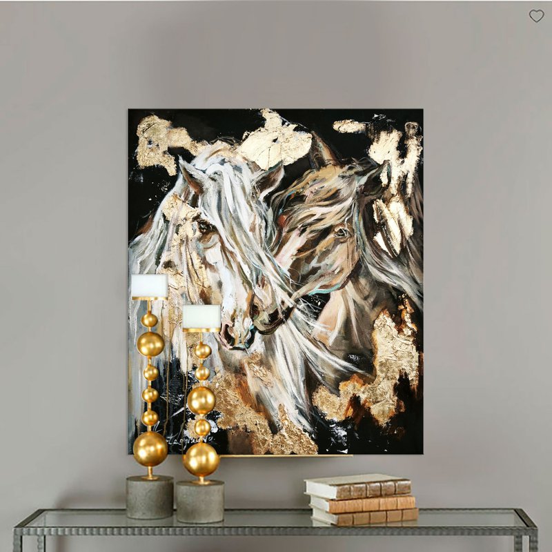 双马。画布金箔油画原作。 - 墙贴/壁贴 - 其他材质 