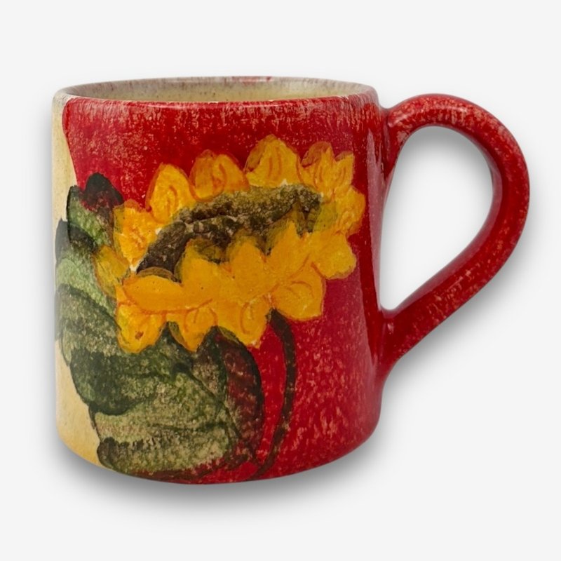 意大利手工陶-TF花开之地 马克杯 380ml 红色 - 咖啡杯/马克杯 - 陶 红色